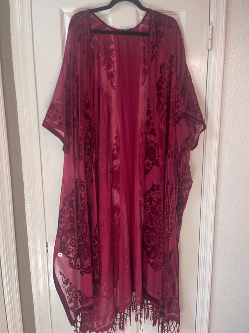 torrid red velvet burnout duster kimono